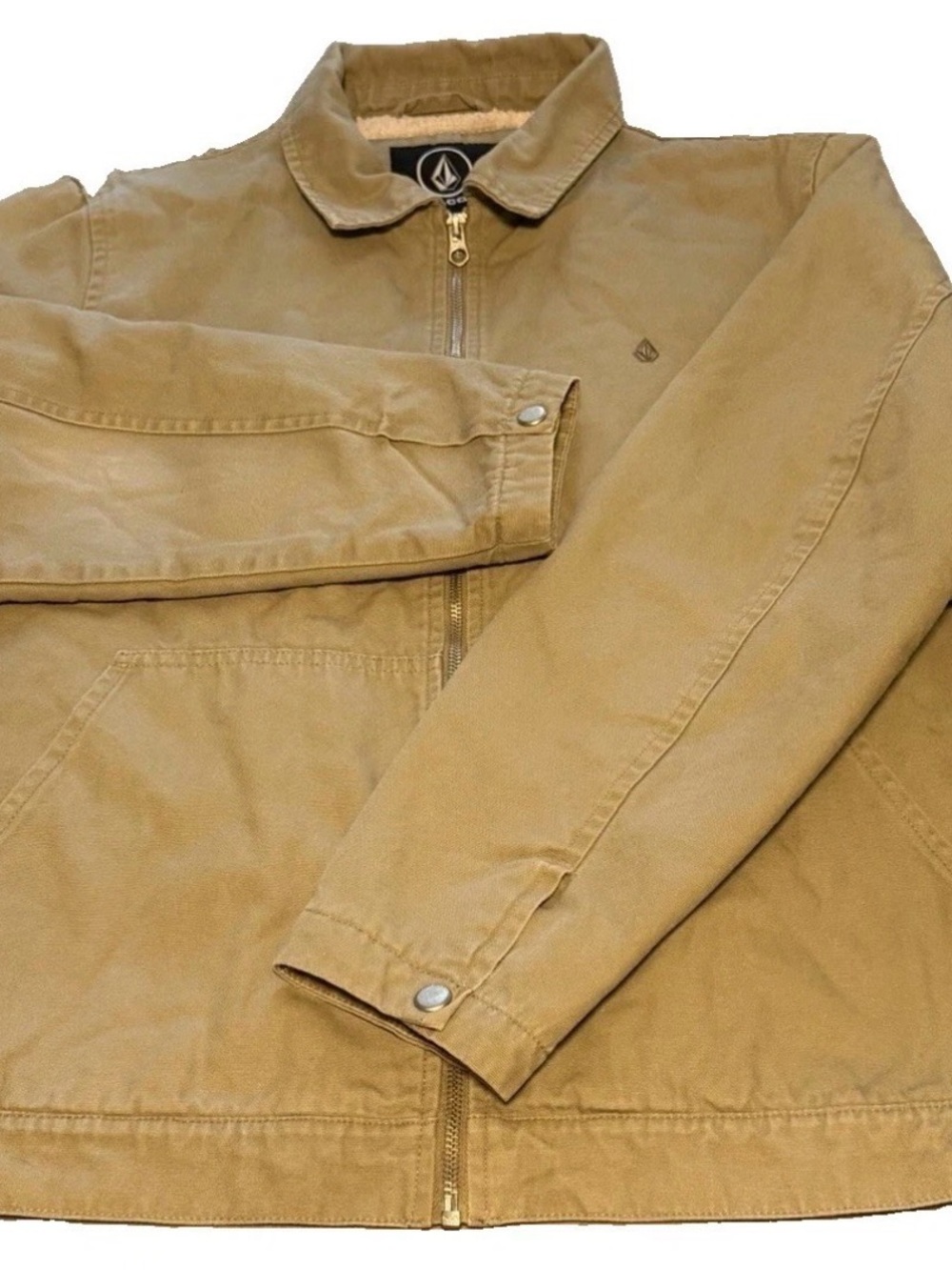 Volcom Men's Tan Canvas Zip Jacket EUC
